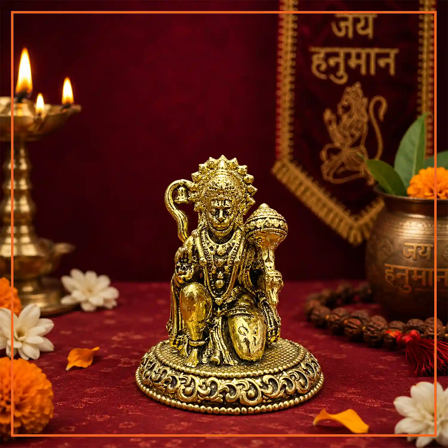 Bajrangbali Hanuman Ji Brass Idol with Gada | 3 cm 